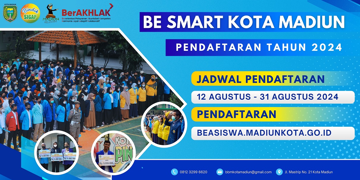 Pemerintah Kota Madiun melalui Dinas Pendidikan Kota Madiun telah membuka pendaftaran Be Smart Kota Madiun Tahun 2024